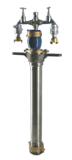 Trinkwasserentnahmestandrohr mit WZ, Kopf drehbar, mit 2x Auslaufventil