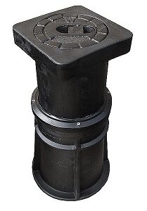 Straßenkappe "Serius Pflaster" nach DIN4057 für Hausanschlussschieber - höhenverstellbar - aus Kunststoff